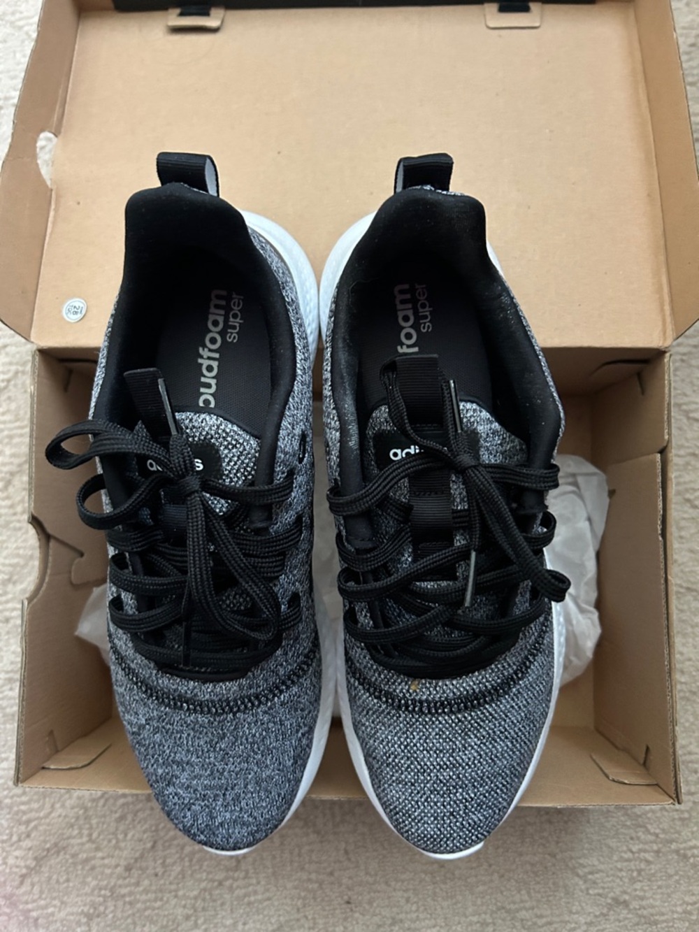 adidas Knit Running Shoes in Black & Gray
